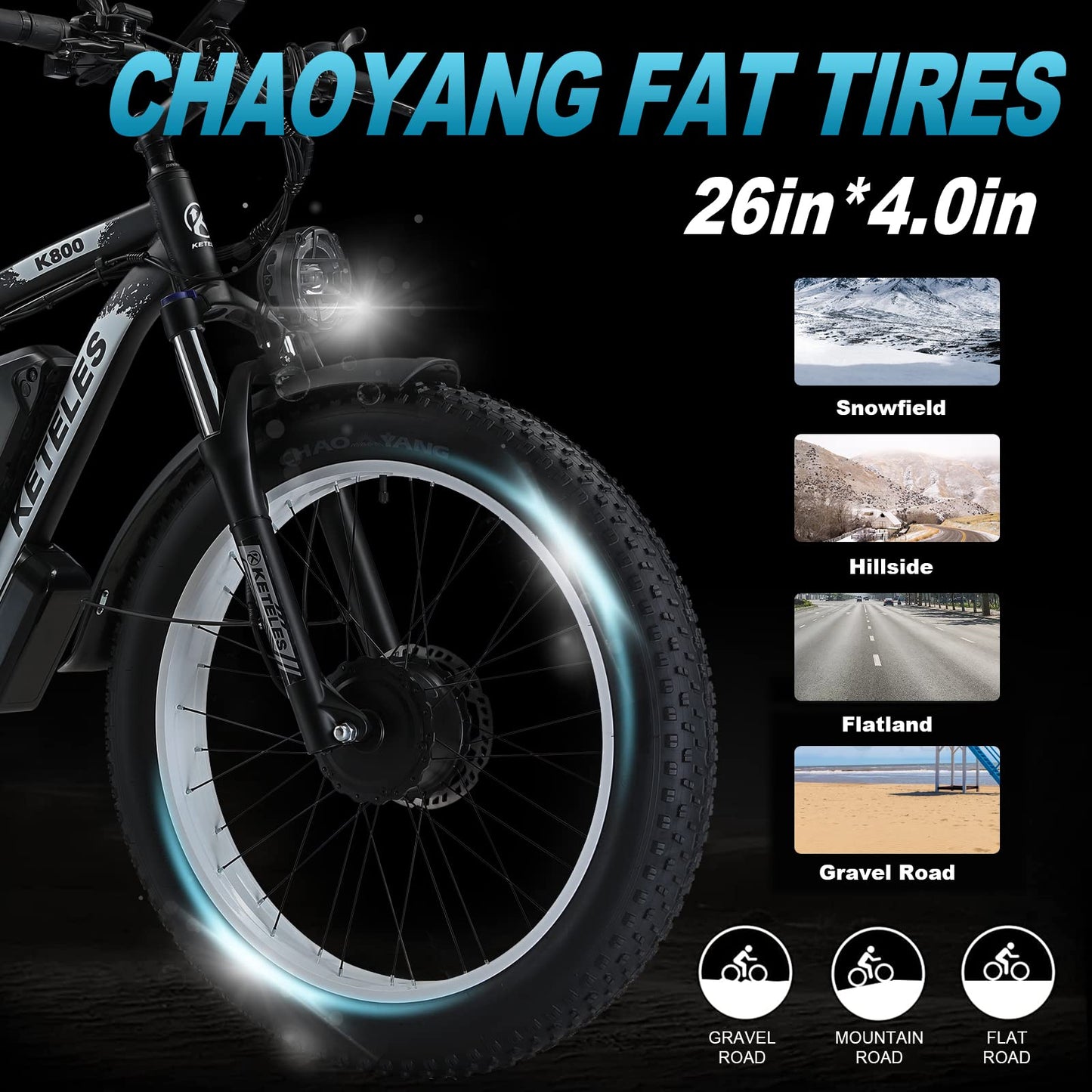 Dual Motor Electric Bike with 2×1000W Speed 50km/h