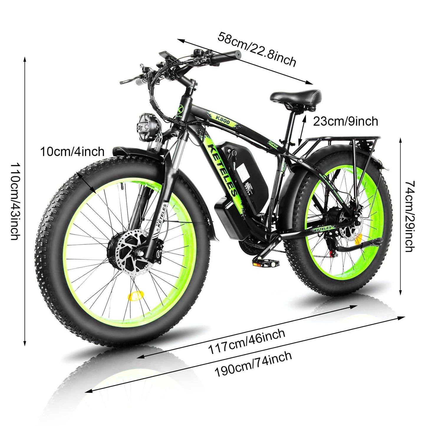 Dual Motor Electric Bike with 2×1000W Speed 50km/h
